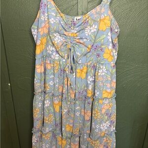 Arula Flowy Tiered Blue Floral Women’s Dress Keyhole X Or 1x Plus Size Boho